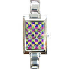 Cartoon Style Marine Life Motif Pattern Rectangle Italian Charm Watch by dflcprints