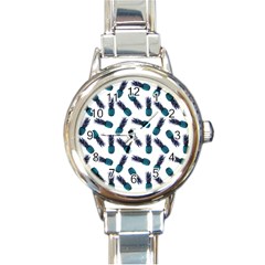 Pinapples Blue Round Italian Charm Watch by snowwhitegirl