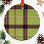 Avocado Green Plaid Round Ornament (Two Sides) Front