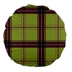 Avocado Green Plaid Large 18  Premium Round Cushions by snowwhitegirl