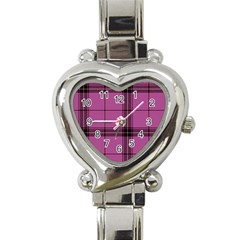 Violet Plaid Heart Italian Charm Watch by snowwhitegirl