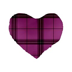 Violet Plaid Standard 16  Premium Heart Shape Cushions by snowwhitegirl