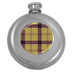 Beige Purple Plaid Round Hip Flask (5 Oz) by snowwhitegirl