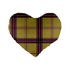 Beige Purple Plaid Standard 16  Premium Heart Shape Cushions by snowwhitegirl