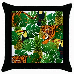 Tropical Pelican Tiger Jungle Throw Pillow Case (black) by snowwhitegirl