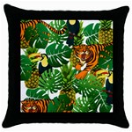 Tropical Pelican Tiger Jungle Throw Pillow Case (Black) Front