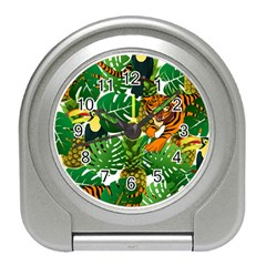 Tropical Pelican Tiger Jungle Travel Alarm Clock by snowwhitegirl