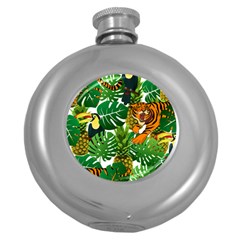 Tropical Pelican Tiger Jungle Round Hip Flask (5 Oz) by snowwhitegirl