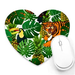 Tropical Pelican Tiger Jungle Heart Mousepads by snowwhitegirl