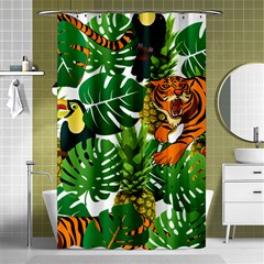 Tropical Pelican Tiger Jungle Shower Curtain 48  X 72  (small)  by snowwhitegirl