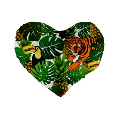 Tropical Pelican Tiger Jungle Standard 16  Premium Flano Heart Shape Cushions by snowwhitegirl