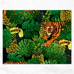 Tropical Pelican Tiger Jungle Black Rectangular Jigsaw Puzzl by snowwhitegirl