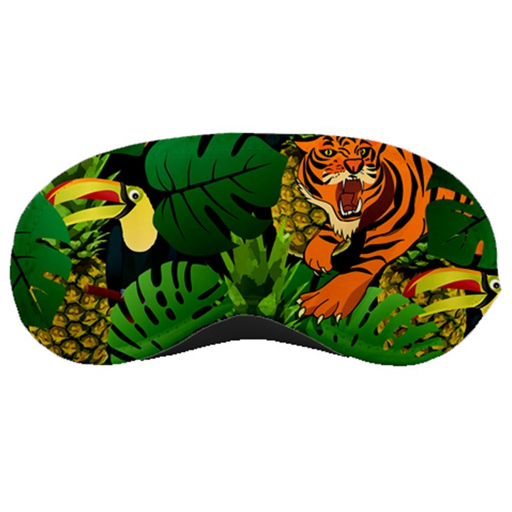 Tropical Pelican Tiger Jungle Black Sleeping Masks