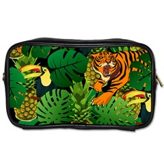 Tropical Pelican Tiger Jungle Black Toiletries Bag (two Sides) by snowwhitegirl