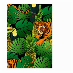 Tropical Pelican Tiger Jungle Black Large Garden Flag (two Sides) by snowwhitegirl