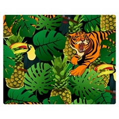 Tropical Pelican Tiger Jungle Black Double Sided Flano Blanket (medium)  by snowwhitegirl