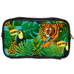 Tropical Pelican Tiger Jungle Blue Toiletries Bag (two Sides) by snowwhitegirl