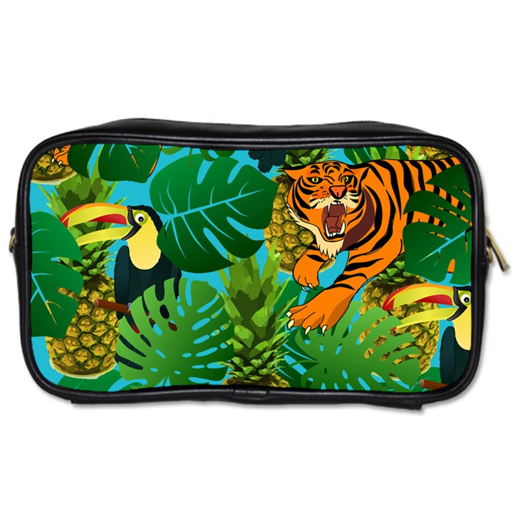 Tropical Pelican Tiger Jungle Blue Toiletries Bag (Two Sides)