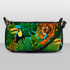 Tropical Pelican Tiger Jungle Blue Shoulder Clutch Bag by snowwhitegirl