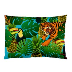 Tropical Pelican Tiger Jungle Blue Pillow Case (two Sides) by snowwhitegirl