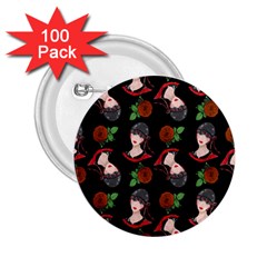 Vintage Flapper Woman Black 2 25  Buttons (100 Pack)  by snowwhitegirl