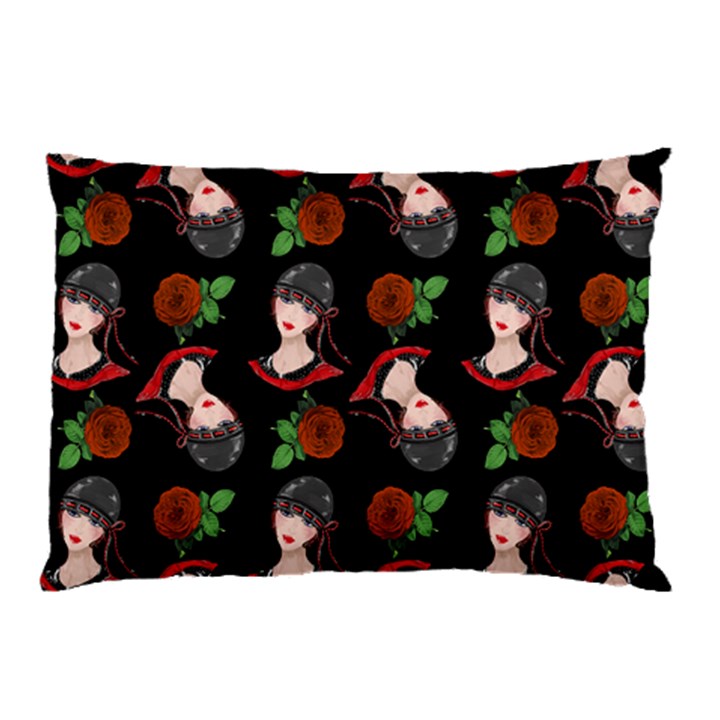 Vintage Flapper Woman Black Pillow Case