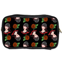 Vintage Flapper Woman Black Toiletries Bag (two Sides) by snowwhitegirl