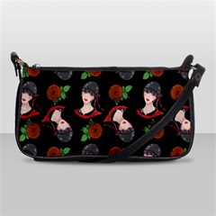 Vintage Flapper Woman Black Shoulder Clutch Bag by snowwhitegirl