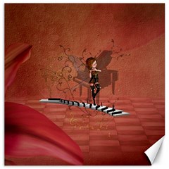 Cute Fairy Dancing On A Piano Canvas 20  X 20  by FantasyWorld7