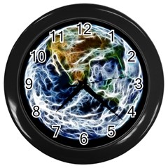 Spherical Science Fractal Planet Wall Clock (black) by Nexatart