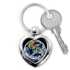 Spherical Science Fractal Planet Key Chains (heart)  by Nexatart