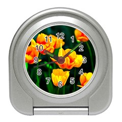 Yellow Orange Tulip Flowers Travel Alarm Clock by FunnyCow