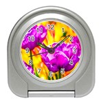 Violet Tulip Flowers Travel Alarm Clock Front