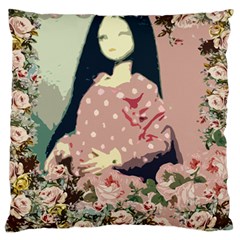 Rose Floral Doll Large Flano Cushion Case (two Sides) by snowwhitegirl