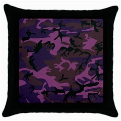 Camouflage Violet Throw Pillow Case (black) by snowwhitegirl