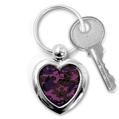 Camouflage Violet Key Chains (heart)  by snowwhitegirl