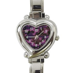 Camouflage Violet Heart Italian Charm Watch by snowwhitegirl