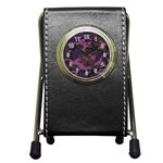 Camouflage Violet Pen Holder Desk Clock Front