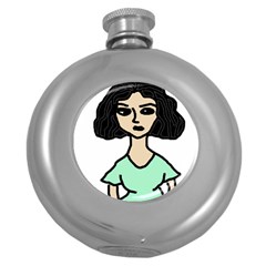 Angry Girl Round Hip Flask (5 Oz) by snowwhitegirl