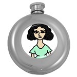 Angry Girl Round Hip Flask (5 oz) Front