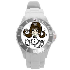 Girl With Dress Round Plastic Sport Watch (l) by snowwhitegirl