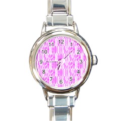 Bright Pink Colored Waikiki Surfboards  Round Italian Charm Watch by PodArtist