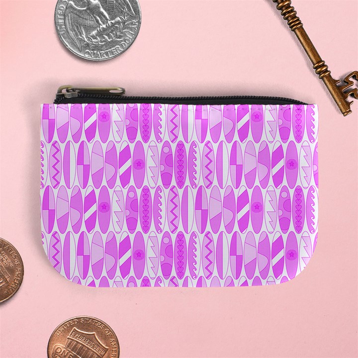 Bright Pink Colored Waikiki Surfboards  Mini Coin Purse