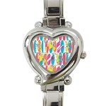 Mini Rainbow Colored Waikiki Surfboards  Heart Italian Charm Watch Front