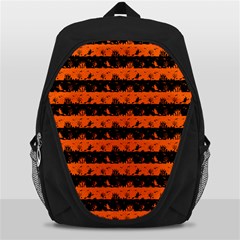 Orange And Black Spooky Halloween Nightmare Stripes Backpack Bag by PodArtist