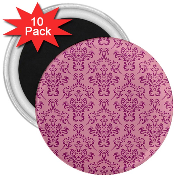 Victorian Pink Ornamental 3  Magnets (10 pack) 