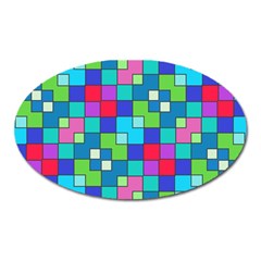 Retro Squares                                             Magnet (oval) by LalyLauraFLM