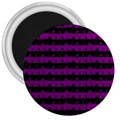 Zombie Purple And Black Halloween Nightmare Stripes  3  Magnets by PodArtist