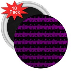 Zombie Purple And Black Halloween Nightmare Stripes  3  Magnets (10 Pack)  by PodArtist