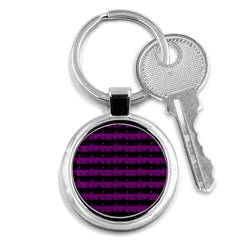 Zombie Purple And Black Halloween Nightmare Stripes  Key Chains (round)  by PodArtist